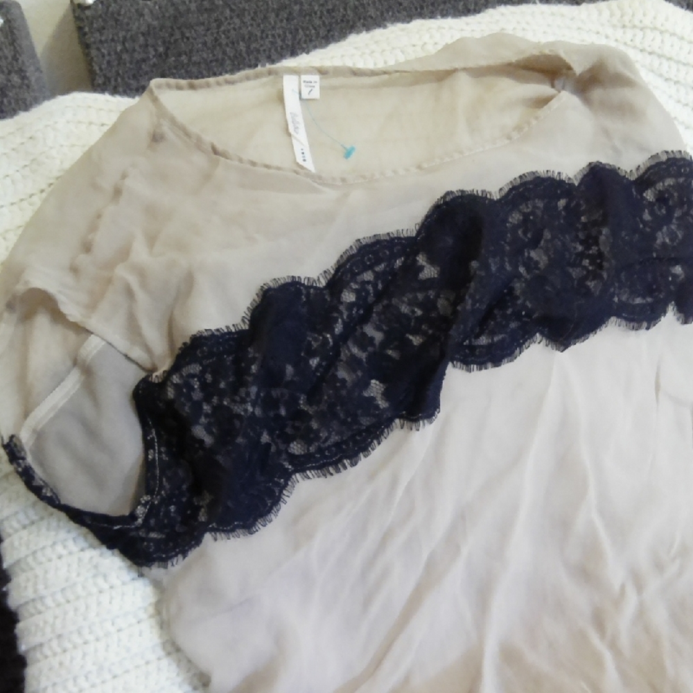 Bellatrix Beige and Black Lace Blouse